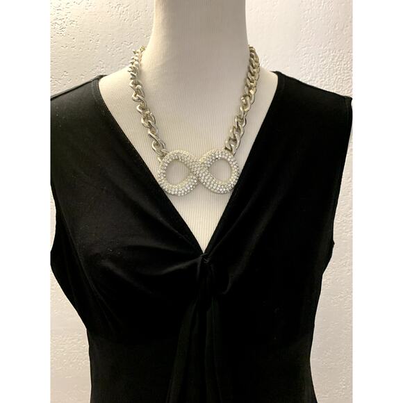 Vintage Chunky Bold Rhinestone Chain Link Infinity Necklace - Picture 3 of 7